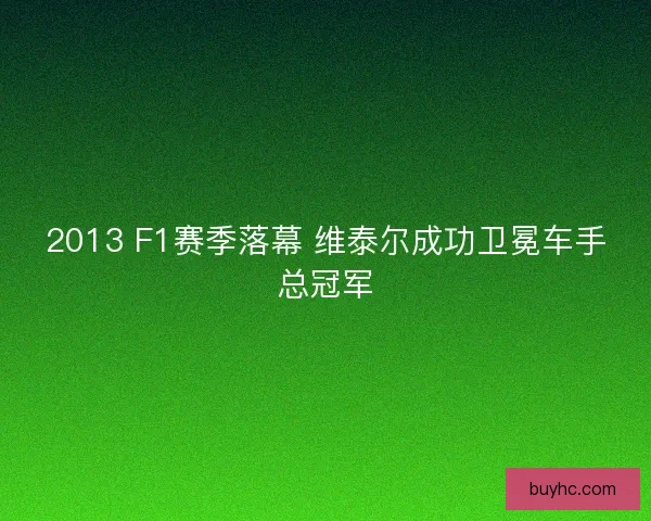2013 F1赛季落幕 维泰尔成功卫冕车手总冠军
