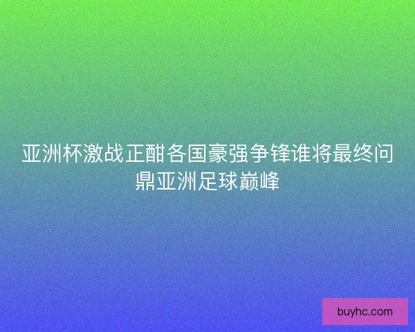亚洲杯激战正酣各国豪强争锋谁将最终问鼎亚洲足球巅峰