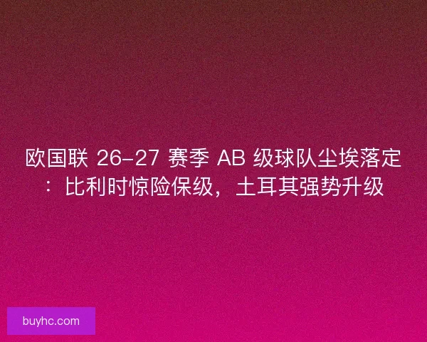 欧国联 26-27 赛季 AB 级球队尘埃落定：比利时惊险保级，土耳其强势升级
