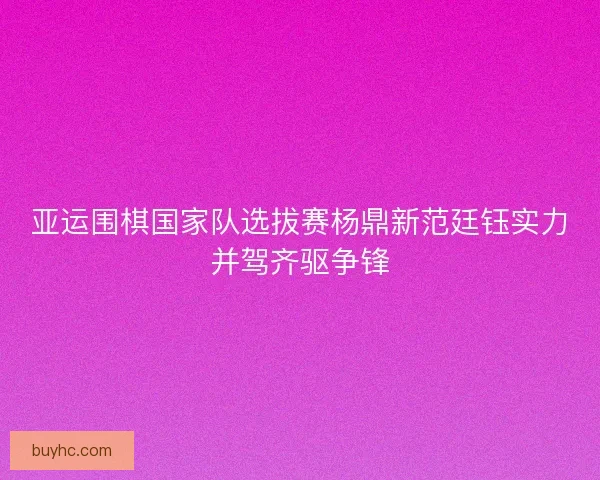 亚运围棋国家队选拔赛杨鼎新范廷钰实力并驾齐驱争锋 亚运围棋国家队选拔赛杨鼎新范廷钰实力并驾齐驱争锋